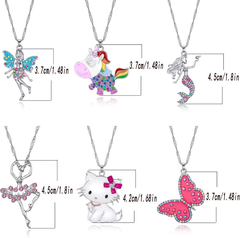 SYNLIN Cute Necklaces for Teen Girls - Adorable Pastel Crystal Necklace for Little Girls - Unicorn and Fairy Gifts - Dainty Necklace Birthday Gift Pack (3/6 Pcs) - Image 5